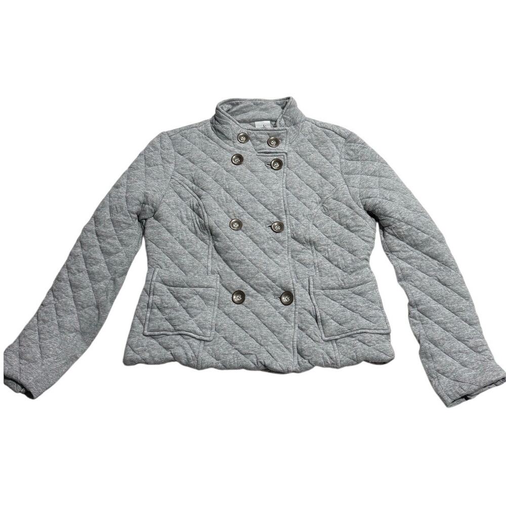 Cabi Quilted Jacket Peacoat 100% Cotton Women's Size Medium Gray 3182 216051